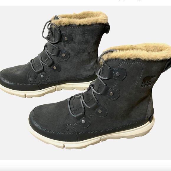 Sorel Explorer II Joan Waterproof Suede Boots NL4462-028 Gray Size 9 - Picture 2 of 6